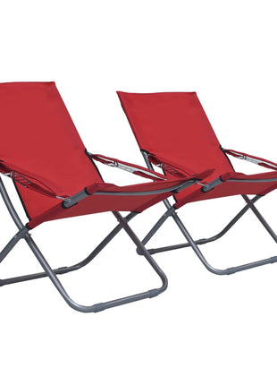 Strandstoelen 2 st inklapbaar stof rood