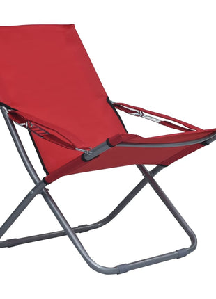 Strandstoelen 2 st inklapbaar stof rood