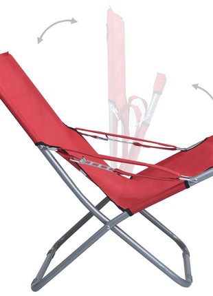 Strandstoelen 2 st inklapbaar stof rood