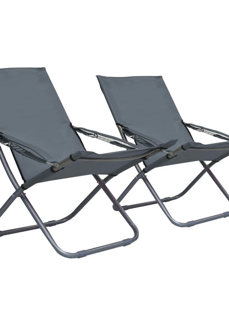 Strandstoelen 2 st inklapbaar stof grijs