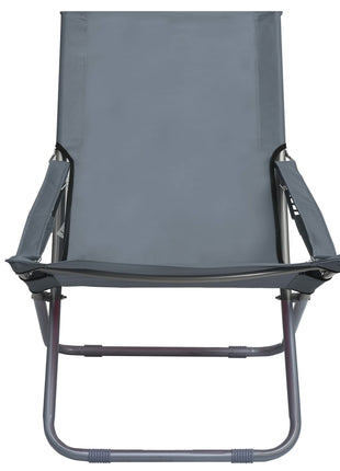 Strandstoelen 2 st inklapbaar stof grijs