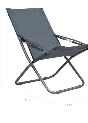 Strandstoelen 2 st inklapbaar stof grijs