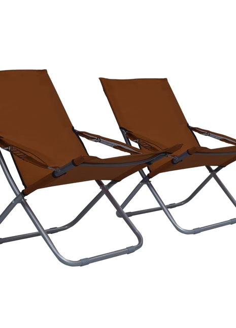 Strandstoelen 2 st inklapbaar stof bruin