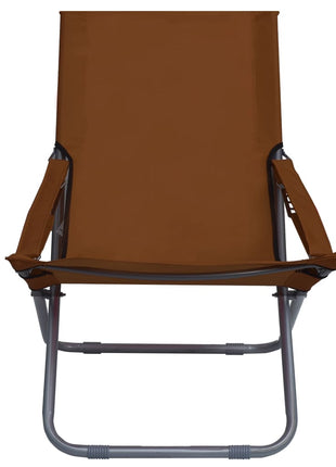 Strandstoelen 2 st inklapbaar stof bruin