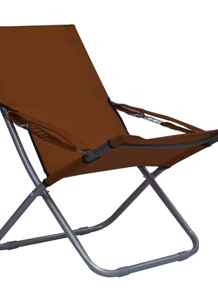 Strandstoelen 2 st inklapbaar stof bruin