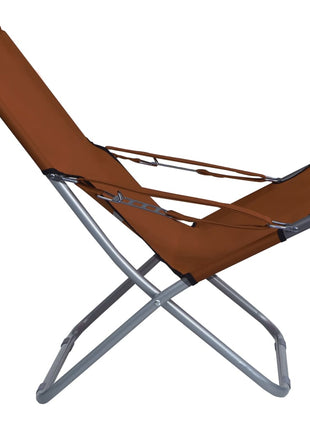 Strandstoelen 2 st inklapbaar stof bruin