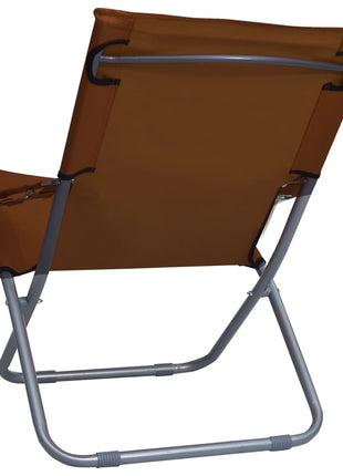 Strandstoelen 2 st inklapbaar stof bruin