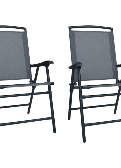 Tuinstoelen inklapbaar 2 st textileen grijs