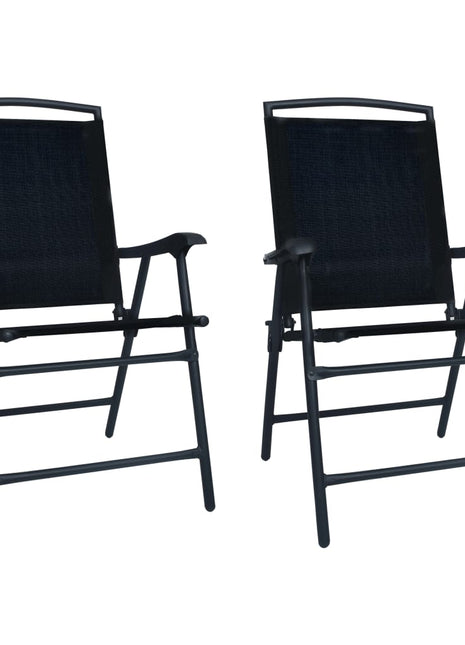 Tuinstoelen inklapbaar 2 st textileen zwart