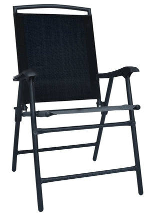 Tuinstoelen inklapbaar 2 st textileen zwart