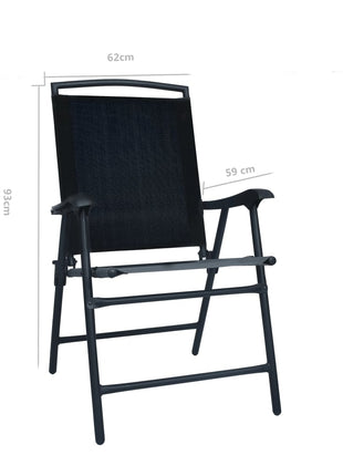 Tuinstoelen inklapbaar 2 st textileen zwart