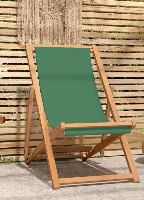 Strandstoel inklapbaar massief teakhout groen