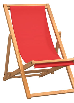 Strandstoel inklapbaar massief teakhout rood