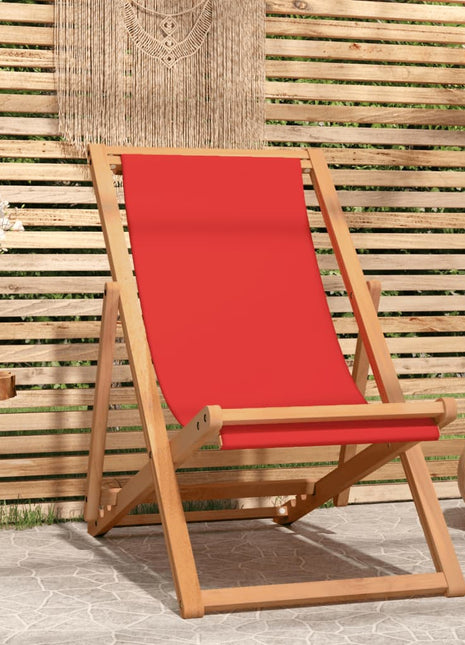 Strandstoel inklapbaar massief teakhout rood