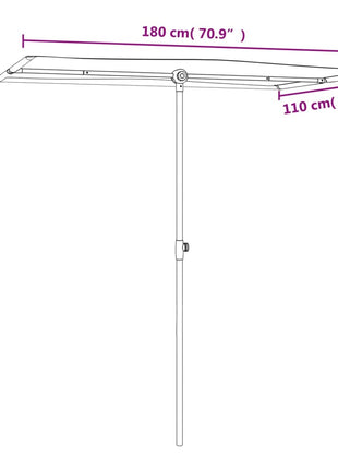 Parasol met aluminium paal 180x110 cm taupe