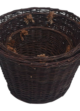3-delige Houtmandenset stapelbaar wilgenhout donkerbruin