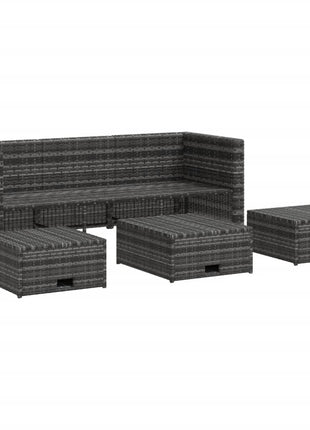 4-Delige Loungeset Met Kussens Poly Rattan Grijs