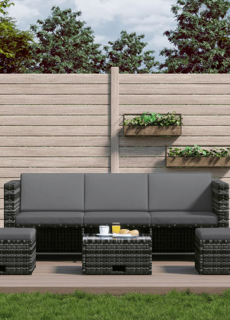 4-Delige Loungeset Met Kussens Poly Rattan Grijs