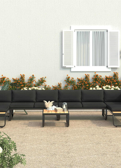 5-Delige Tuinhoekbankenset Met Kussens Aluminium En Hkc