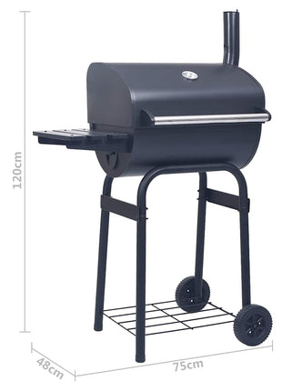 Houtskoolbarbecue roker met onderschap zwart