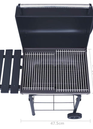 Houtskoolbarbecue roker met onderschap zwart