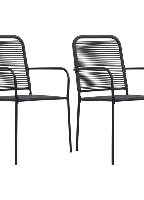 Tuinstoelen 2 st katoenen touw en staal zwart