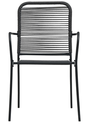 Tuinstoelen 2 st katoenen touw en staal zwart