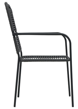Tuinstoelen 2 st katoenen touw en staal zwart