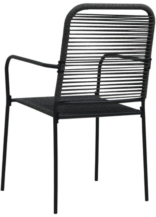 Tuinstoelen 2 st katoenen touw en staal zwart