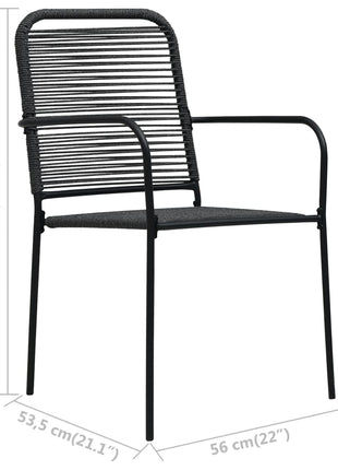 Tuinstoelen 2 st katoenen touw en staal zwart