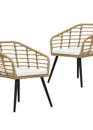 Tuinstoelen 2 st met kussens poly rattan eikenkleurig