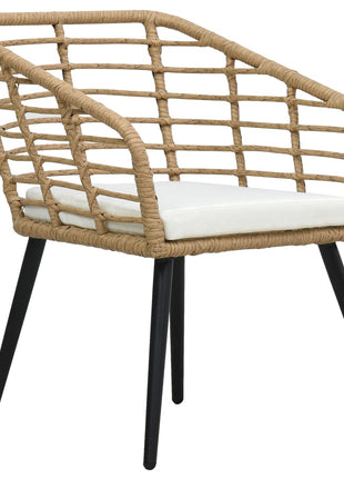 Tuinstoelen 2 st met kussens poly rattan eikenkleurig