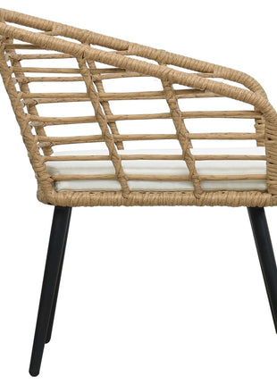 Tuinstoelen 2 st met kussens poly rattan eikenkleurig