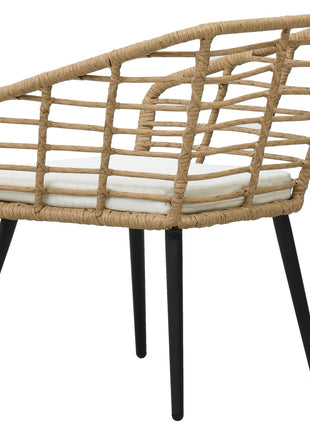 Tuinstoelen 2 st met kussens poly rattan eikenkleurig