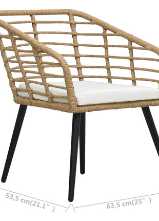 Tuinstoelen 2 st met kussens poly rattan eikenkleurig