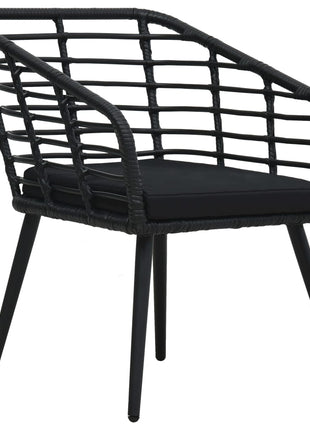 Tuinstoelen 2 st met kussens poly rattan zwart