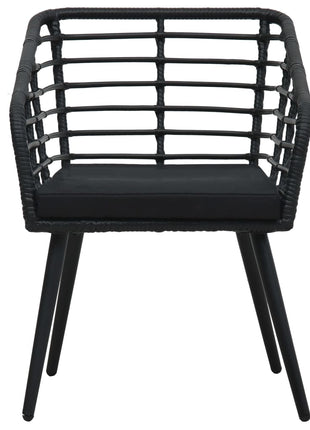 Tuinstoelen 2 st met kussens poly rattan zwart