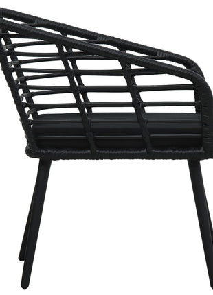 Tuinstoelen 2 st met kussens poly rattan zwart