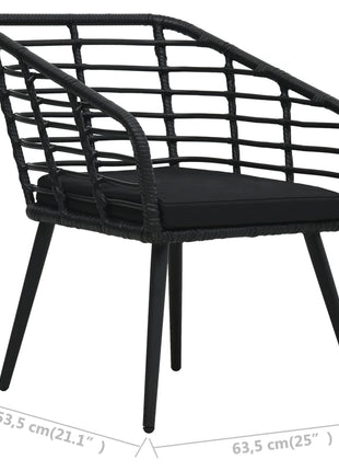 Tuinstoelen 2 st met kussens poly rattan zwart