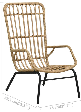 Tuinstoel poly rattan lichtbruin