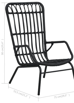 Tuinstoel poly rattan zwart