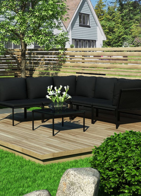 6-Delige Loungeset Met Kussens Pvc Zwart