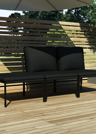 3-Delige Loungeset Met Kussens Pvc Zwart