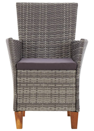 Tuinstoelen 2 st met kussens poly rattan grijs