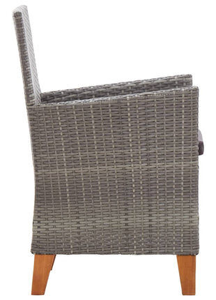 Tuinstoelen 2 st met kussens poly rattan grijs