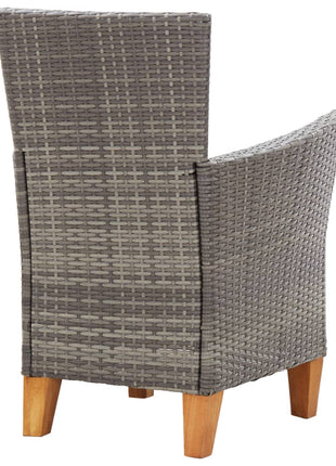 Tuinstoelen 2 st met kussens poly rattan grijs