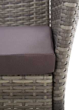 Tuinstoelen 2 st met kussens poly rattan grijs