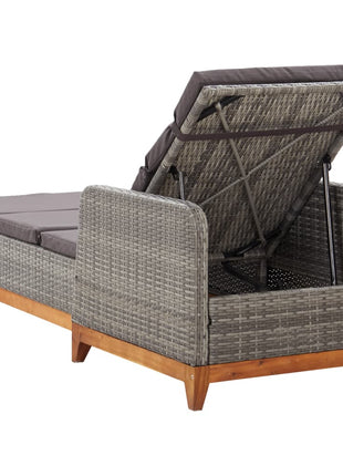 Ligbed Poly Rattan En Massief Acaciahout