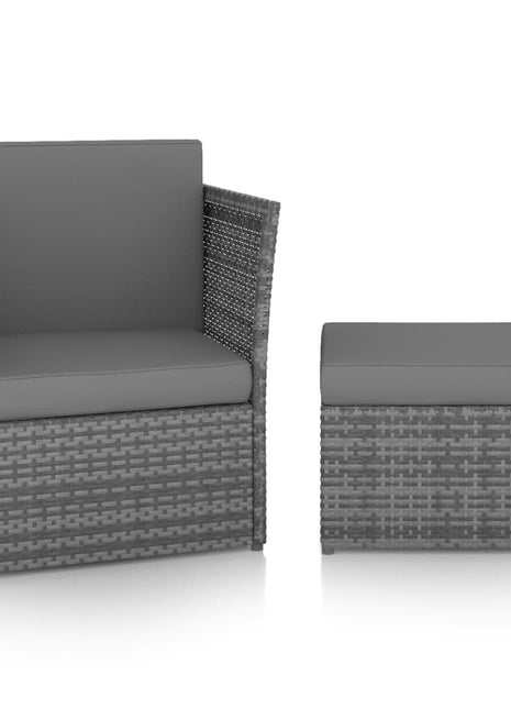 Tuinstoel met voetenbank poly rattan antracietkleurig