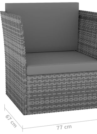 Tuinstoel met voetenbank poly rattan antracietkleurig